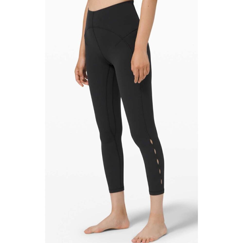 Lululemon Unlimit High Rise Tight 25" Keyhole Detail Black Leggings W5CPZS Sz 2